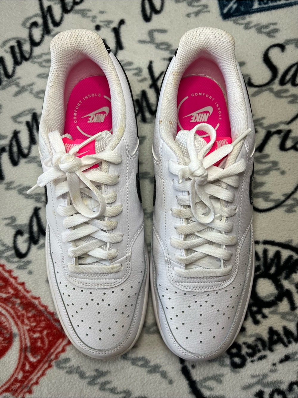 Nike Court Vision Low Premium
White/Hyper Pink Multi-Swoosh Sneakers
